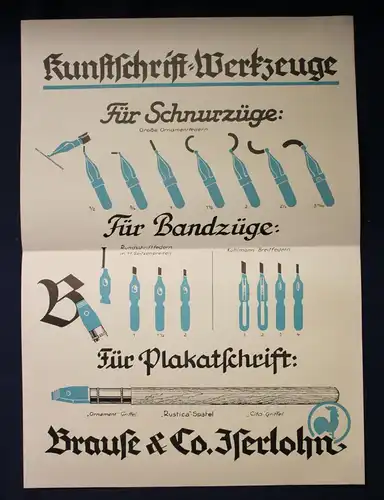 Original Werbeplakat über Kunstschrift- Werkzeuge um 1920 Reklame Sammeln js