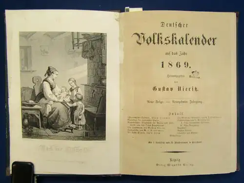 Nieritz Deutscher Volkskalender 1869 19. Jahrgang Bilderscherze illustriert js