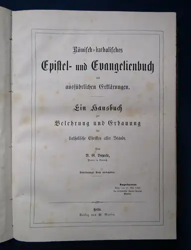 Bayerle Römisch- Katholisches Epistel- und Evangelienbuch 1869 Christentum  js