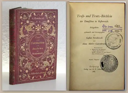 Pawikovski Trost- und Trutz-Büchlein Zeitgedichte 1888 Lyrik Dichtkunst xz