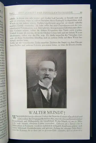 Prof. Dr. Vaupel Zeitschrift für Sukkulentenkunde Bd 3 1927-1928 Hefte 1- 16  js