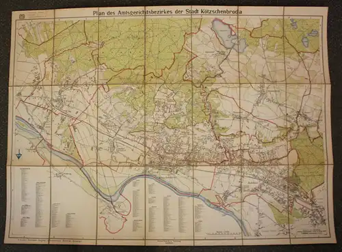 Original lithographische Karte Kötzschenbroda um 1920 Landeskunde Geografie sf