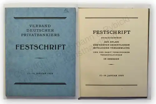 Festschrift Verband deutscher Privatbanken 1925 Sachsen Finanzen Politik xy