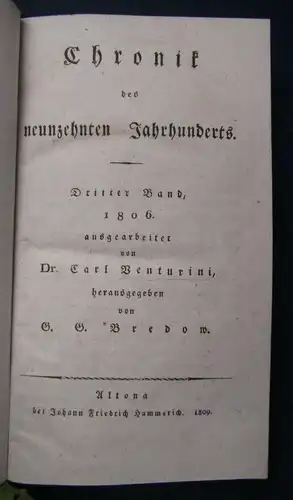 Venturini/ Bredow Chronik des 19. Jahrhunderts 3. Band 1809 Geschichte  sf