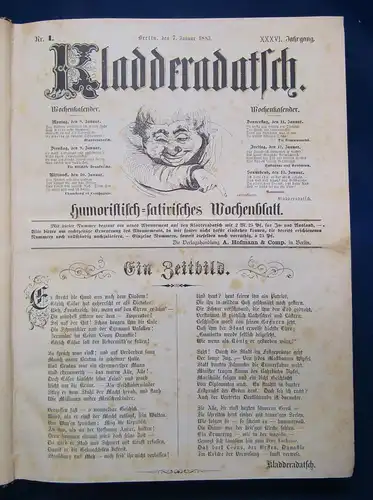 Kladderadatsch 36. Jahrg.Hefte 1-60 1883 Humoristisch-satirisches Wochenblatt js