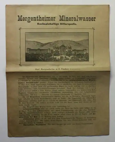 Original Prospekt Mergentheimer Mineralwasser Tauber Baden-Württemberg um 1885