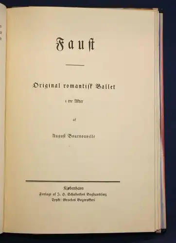 List Faust Ballette & Faust 1922 Halbleder-Handeinband Georg Schuster sf