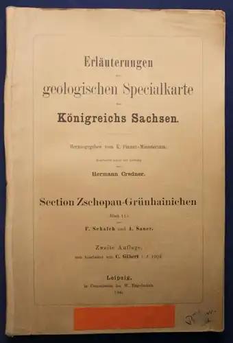Orig.Karte Section Zschopau-Grünhainichen mit Erläuterungen 1905 Saxonica sf