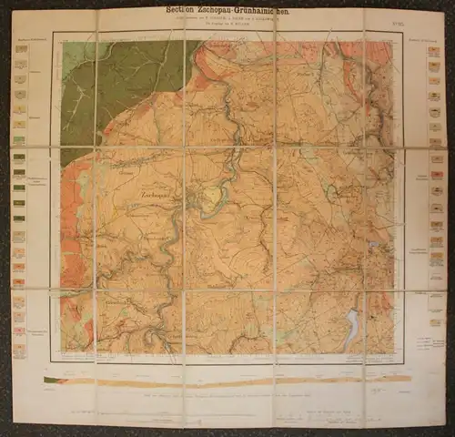 Orig.Karte Section Zschopau-Grünhainichen mit Erläuterungen 1905 Saxonica sf