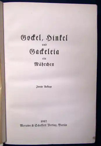 Brentano Gockel, Hinkel und Gackeleia ein Mährchen 1912 Belletrsitik Lyrik js