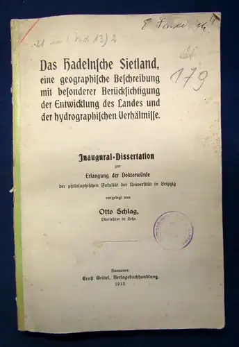 Das Hadelnsche Sietland 1913 Landeskunde Niedersachsen Geschichte sf