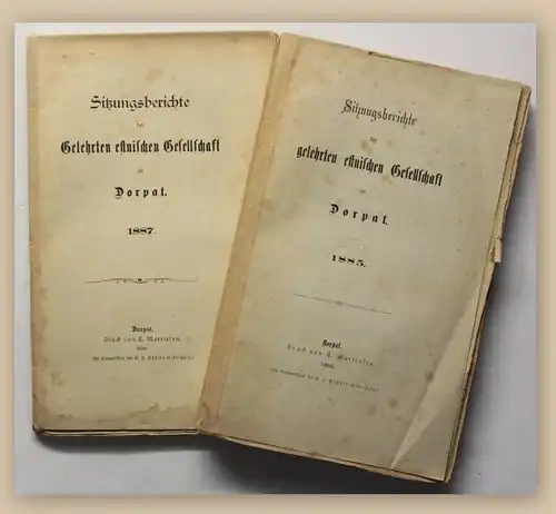 Dorpat Sitzungsberichte der gelehrten estnischen Gesellschaft 1885 2 Bde xy