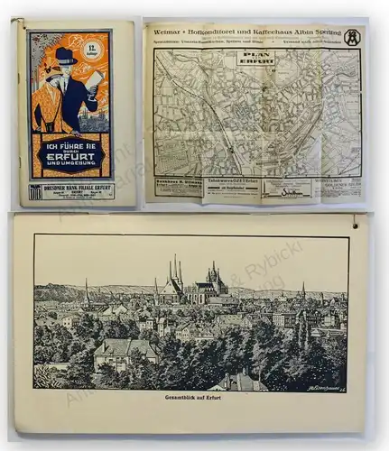Prospekt Ich führe Sie durch Erfurt und Umgebung um 1915 Ortskunde Geographie xy