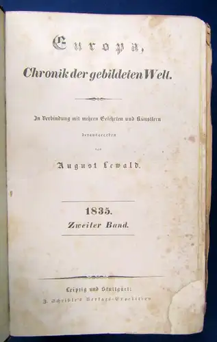 Lewald Europa Chronik der gebildeten Welt 1835 2. Band Geschichte Ortskunde js