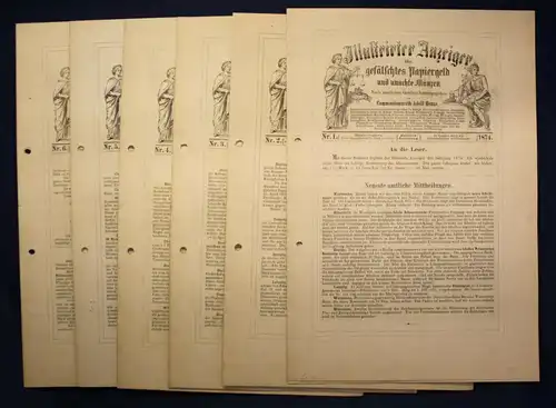 Henze Illustrierter Anzeiger über gefälschtes Papiergeld 6 Hefte Jhg 1874 sf