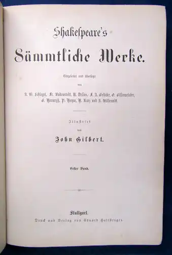 Shakespeares Sämmtliche Werke 4 Bde. komplett o.J. illustr. von John Gilbert  js