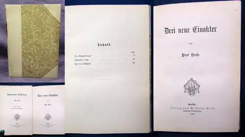 Heyse Dramatische Dichtungen 30.Band Drei neue Einakter 1897 selten js