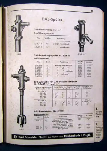 WLOR Sanitär Katalog um 1920 Wasserhähne Armaturen Zubehörteile Technik js