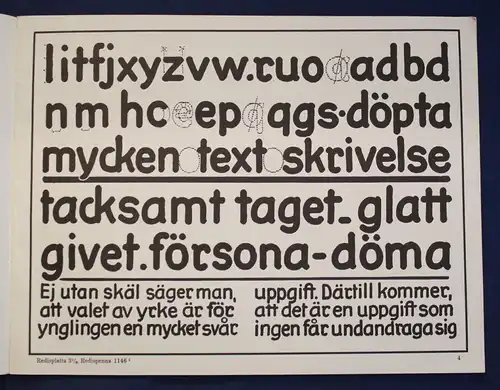 John Ekström Redis- Konstskrift Schriftmuster Katalog um 1923 Handschriftlich js