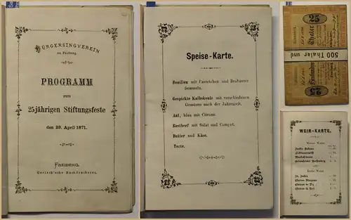 Original Prospekt Programm zum 25jährigen Stiftungsfeste 1871 Sachsen sf