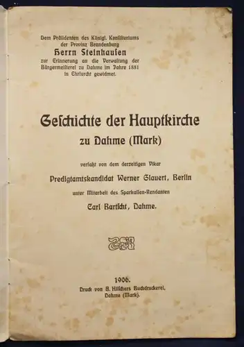 Glauert/Bartsch Geschichte der Hauptkirche zu Dahme (Mark) 1906 Brandenburg sf