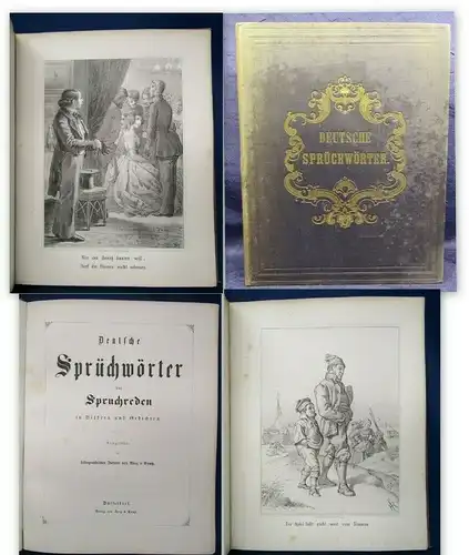 Deutsche Sprüchwörter um 1850 20 Original Lithographien Kunst Kultur  js