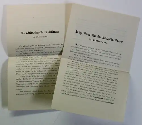 Prospekt Mittheilungen über Heilbrunn und seine Adelshaidsquelle 1886 Bayern xz