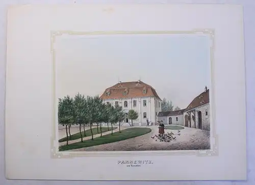 kolor. Lithografie Pannewitz Poenicke Schlösser & Rittergüter um 1855 Sachsen xz