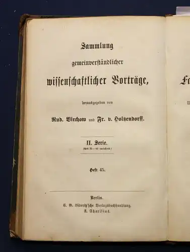 Virchow Sammlung gemeinverständlicher wissenschaftlicher Vorträge 1867 js