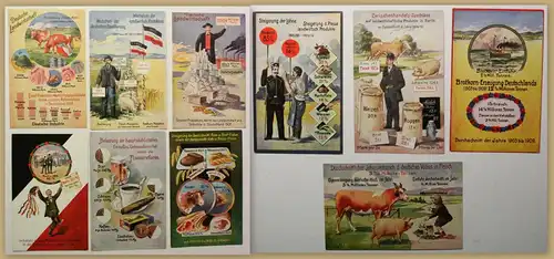 Orig. Wahl Propaganda 10 Karten ca. 1910 Landwirtschaft Handel Geschichte sf