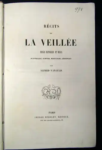 Vanauld Alfred, Recits De La Veillee o.J. Geschichten ,lithographische Tafeln js