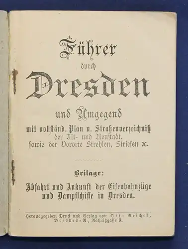 Reichel Führer Durch Dresden und Umgebung 1896 Saxonica Ortskunde Geografie sf