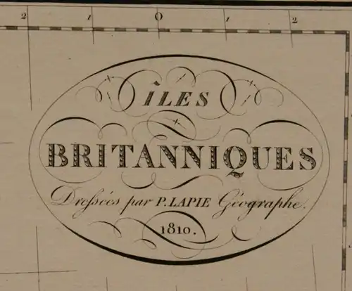Original kolorierte Stahlstichkarte "Iles Britanniques" um 1850 England Kunst sf