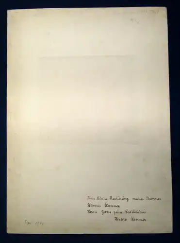 Hans Hammer Radierung "Wiesenstück mit Blumen" um 1930 Verso mit Widmung sf