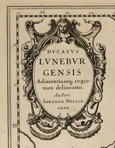 Kupferstichkartevon J. Mellinger Ducatus Lünebuyensis um 1650 Lüneburg sf