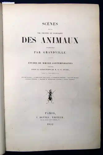 Stahl Scenes des Animaux Vignettes par Grandville 1842 Bildband 2.Bd( von 2) js