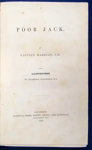 Captain Marryat Poor Jack 1840 Geschcihten Erzählungen illustriert EA js