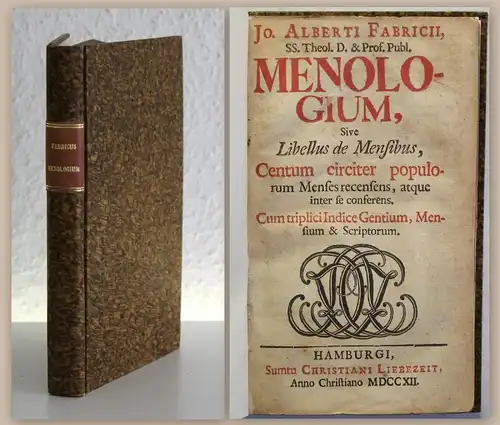 Jo. Alberti Fabricii Menologium 1712 Monatsbuch Monatsnamen Kulturgeschichte xz