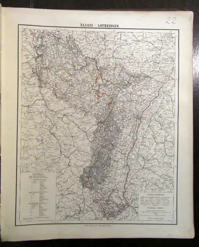 Berghaus Hand- Atlas über alle Theile der Erde 1876 48x39 cm 100 Karten js