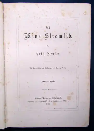 Reuter Ut mine Stromtid 1-3 komplett 1865 Geschichten Erzählungen Lyrik js