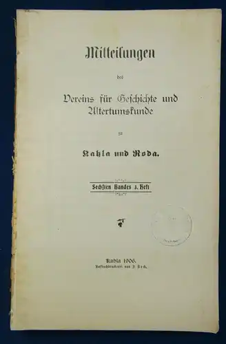 Mitteilungen d. Vereins f. Geschichte u. Altertumskunde Kahla & Roda 1906  js