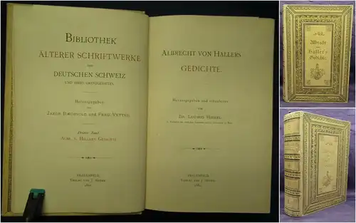 Albrecht von Hallers Gedichte 1882 3.Bd Belletristik Literatur Unterhaltung js