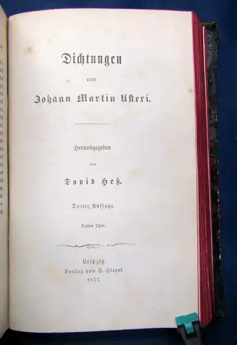 Heß Dichtungen von J. M. Usteri 3 Teile in 1 Bd 1877 Belletristik Klassiker sf