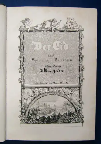 Herder Der Eid nach spanischem Romanzen 1838 Handzeichnungen Belletristik js