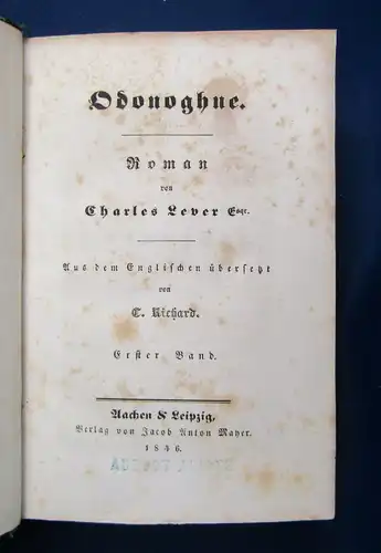 Lever Odonughue 3 Teile in 1 Buch 1846 sehr selten Belletristik Geschichte js