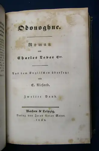 Lever Odonughue 3 Teile in 1 Buch 1846 sehr selten Belletristik Geschichte js
