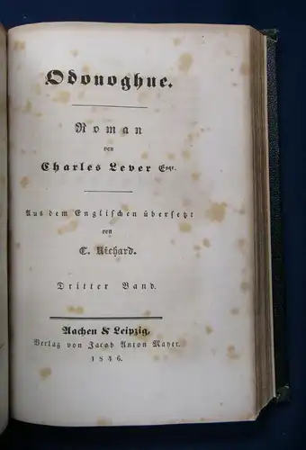 Lever Odonughue 3 Teile in 1 Buch 1846 sehr selten Belletristik Geschichte js