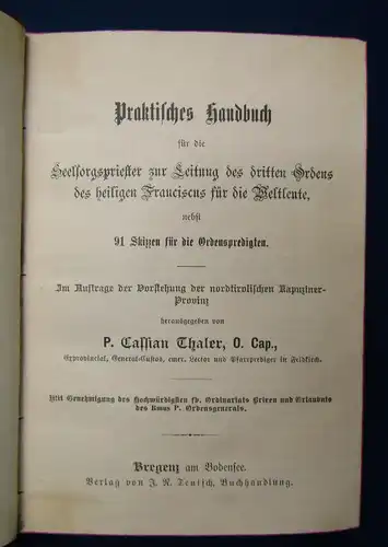 Thaler Praktisches Handbuch f. die Seelsorgspriester ohne Jahr Theologie js