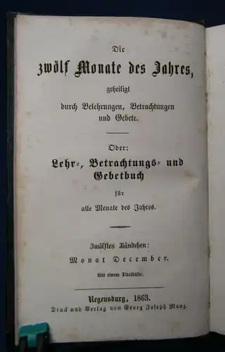 Der Monat December oder  Vorbereitung auf Jesu Christi 1863 Theologie js