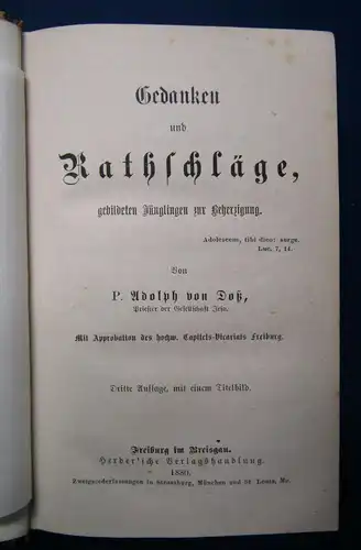 Doß Gedanken und Rathschläge gebildeten Jünglingen zur Beherzigung 1880 js